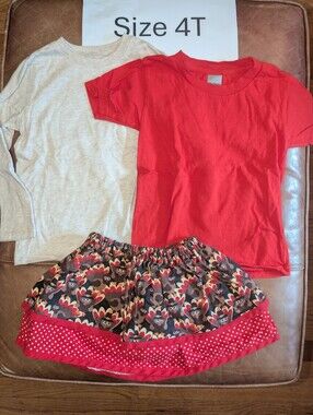 4T Thanksgiving Turkey Skirt And Tops